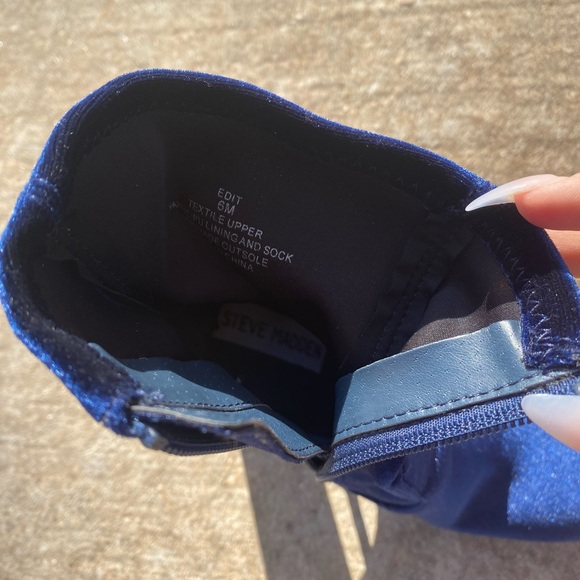 Steve Madden Royal Blue Velvet High Heeled Booties - Picture 11 of 11